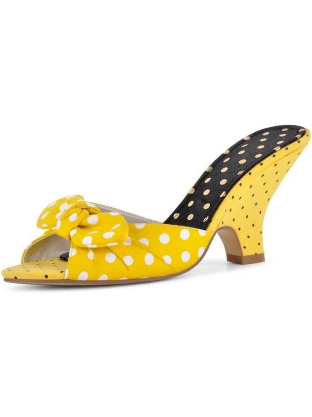 Chic Two-Tone Peep Toe Block Heels | Stylish Slip-On Bowknot Sandals